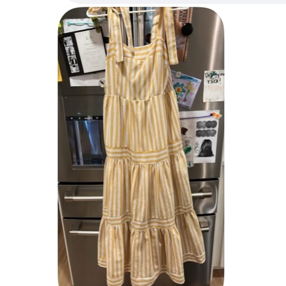 Entro Mustard and White Striped Dress